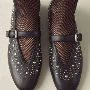 Bibi Lou Black Studded Mary Jane Shoes